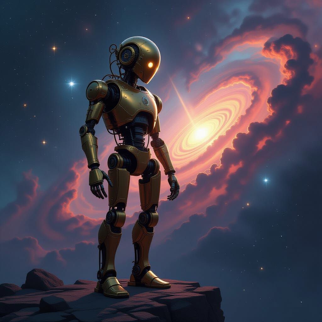 Brass Automaton at Cosmic Nebula Precipice