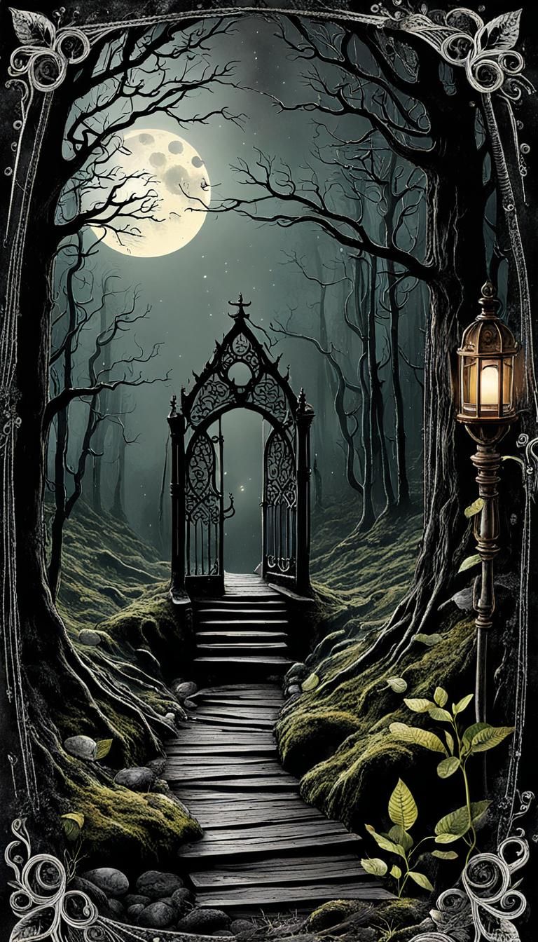 Gothic Forest Junk Journal Page: Anxious Morning