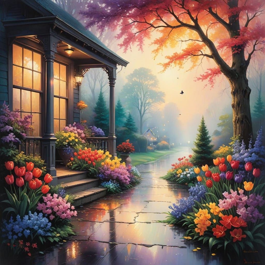 Spring Floral Oasis in Ethereal Watercolor