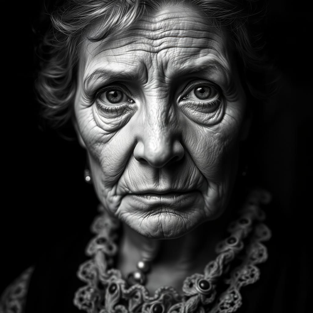 Monochrome Portrait of Dorothea Puente, Cinematic Lighting