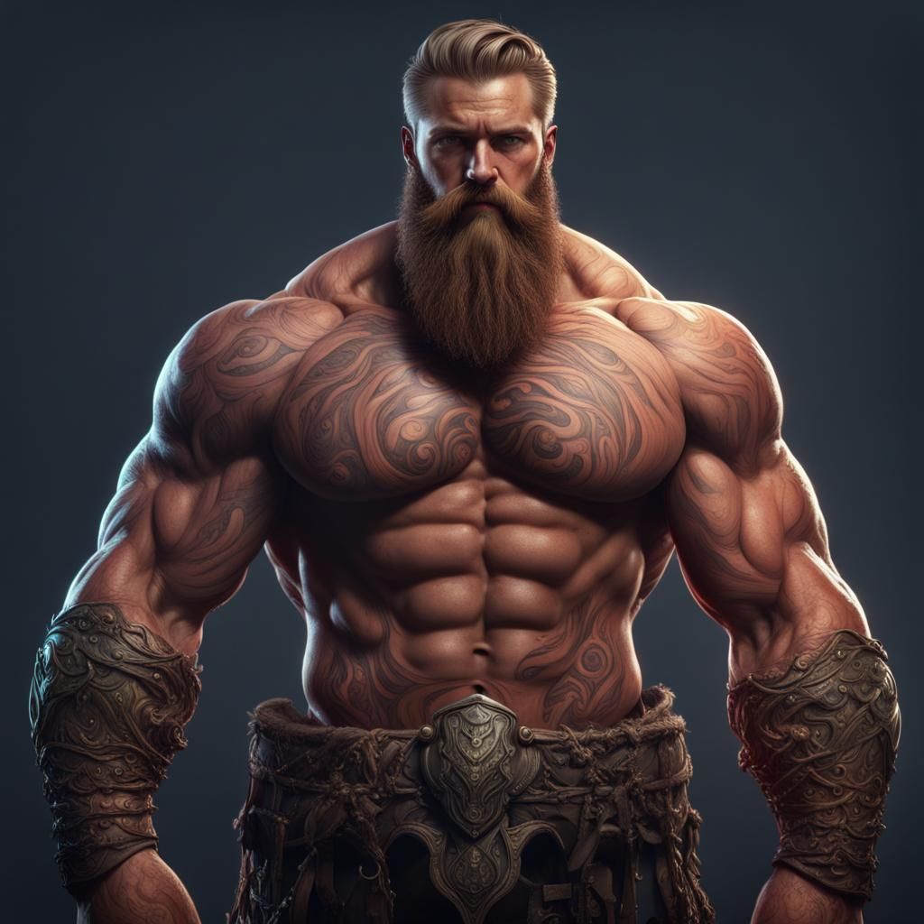 Muscular Bearded Man: Fantasy Concept Art