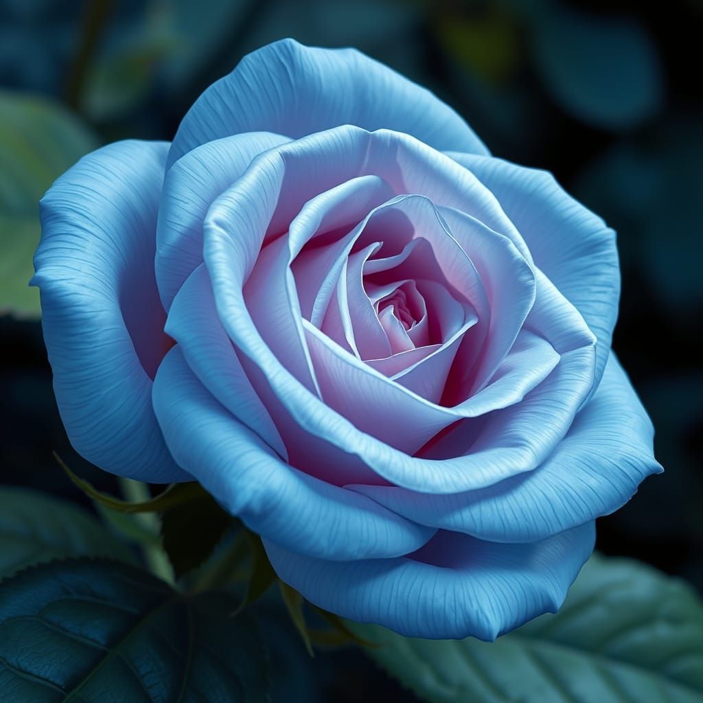 Intricate Blue Rose in Art Nouveau Style