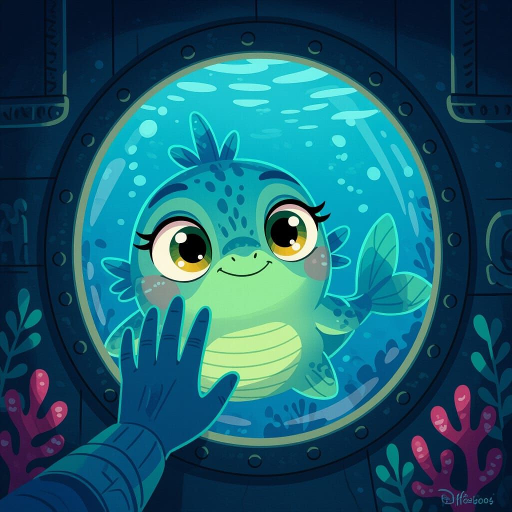 Adorable Sea Creature Peeks Through Submarine Porthole