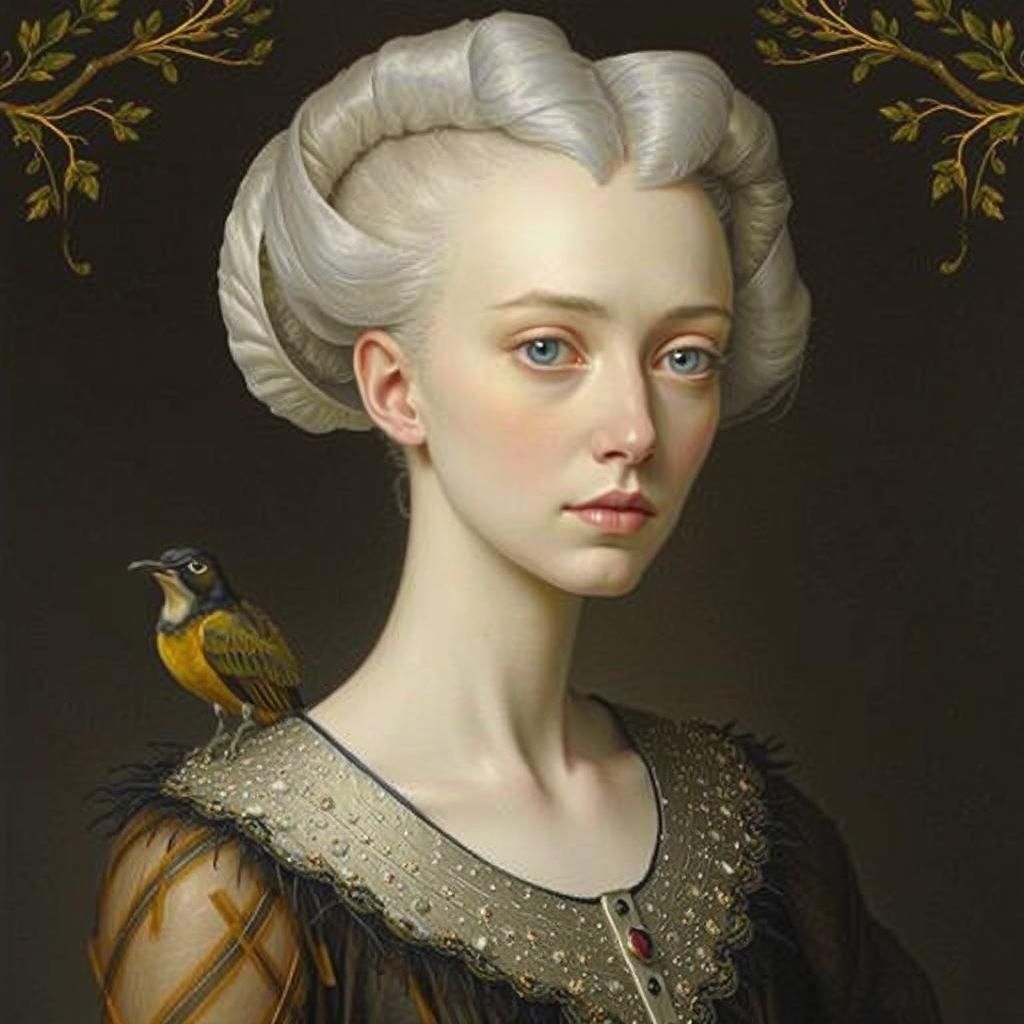 Luminous Edwardian Fashion Portrait in Botanical Style