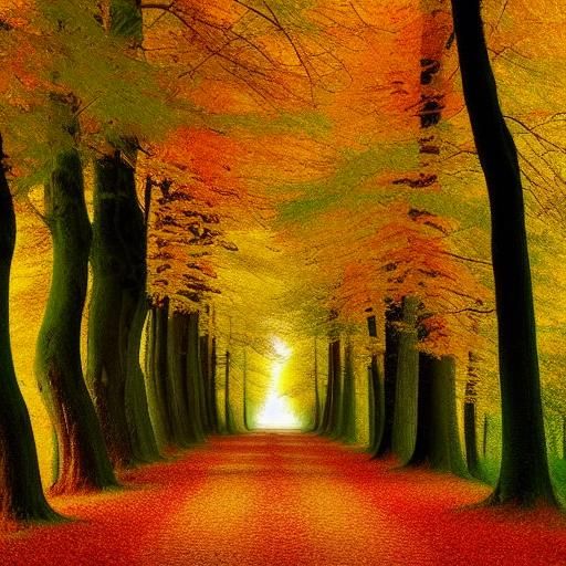 Vivid Forest Path Inspired by Surrealism