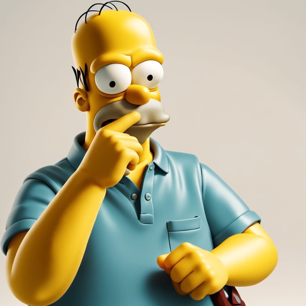 Homer Simpson Shushes in Timeless 80s Nostalgic Style