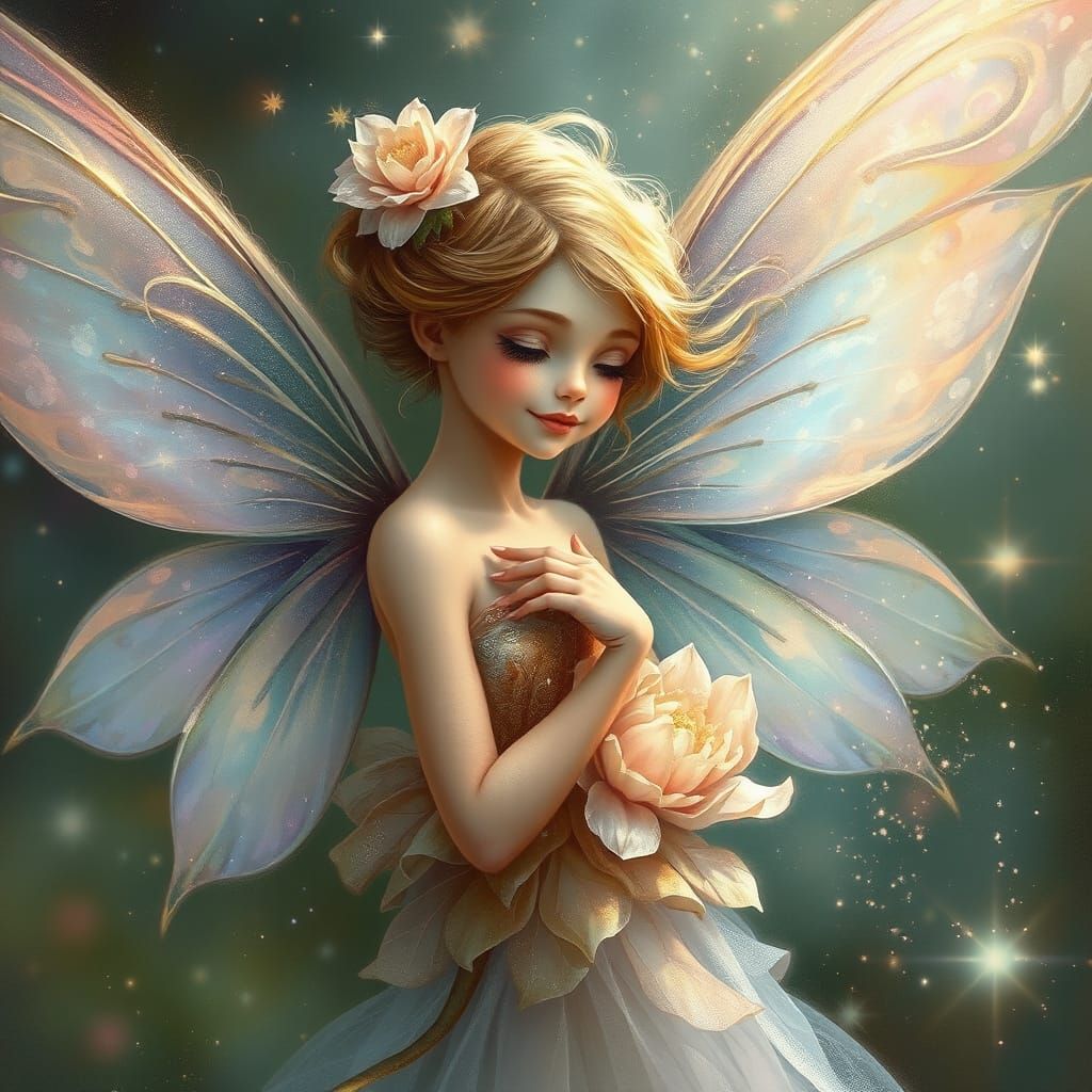 Whimsical Fairy in a Dreamy Diamond Dust Storm