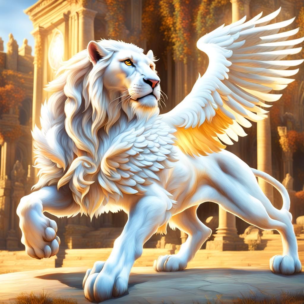 Winged White Lion