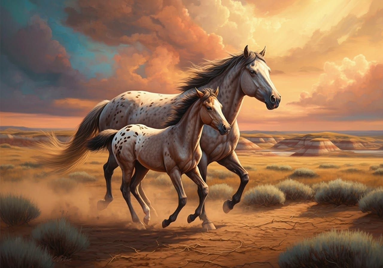 Wild appaloosa horses