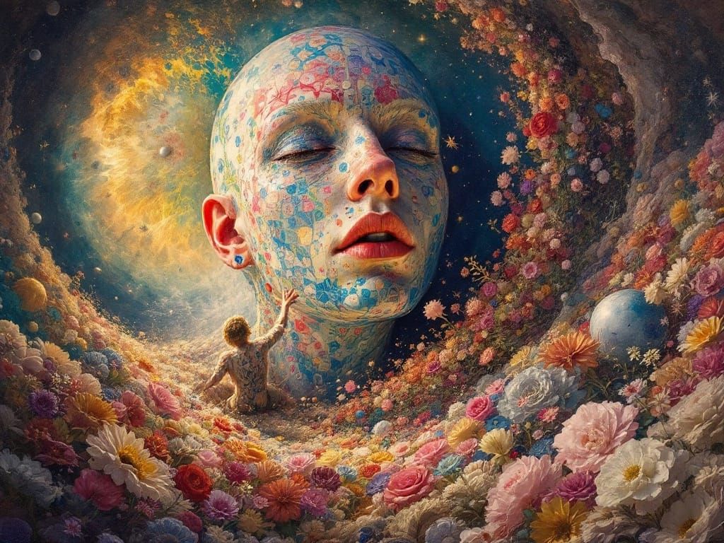 Surreal Sphere with Tessellated Enamel Patterns