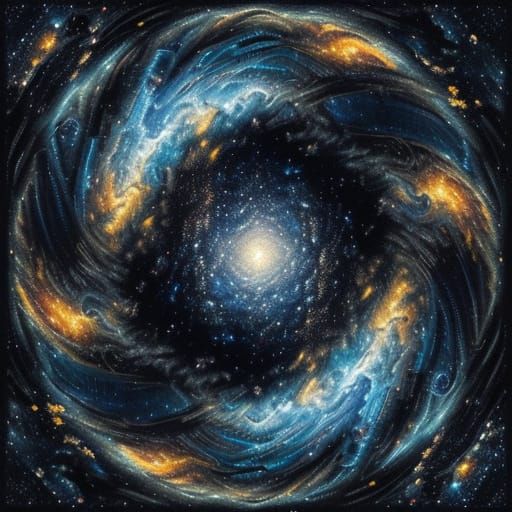 Cosmic TARDIS in Whirling Brushstrokes of Van Gogh Style