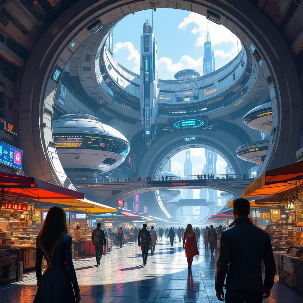 Futuristic Underground City in Hyperrealistic Style