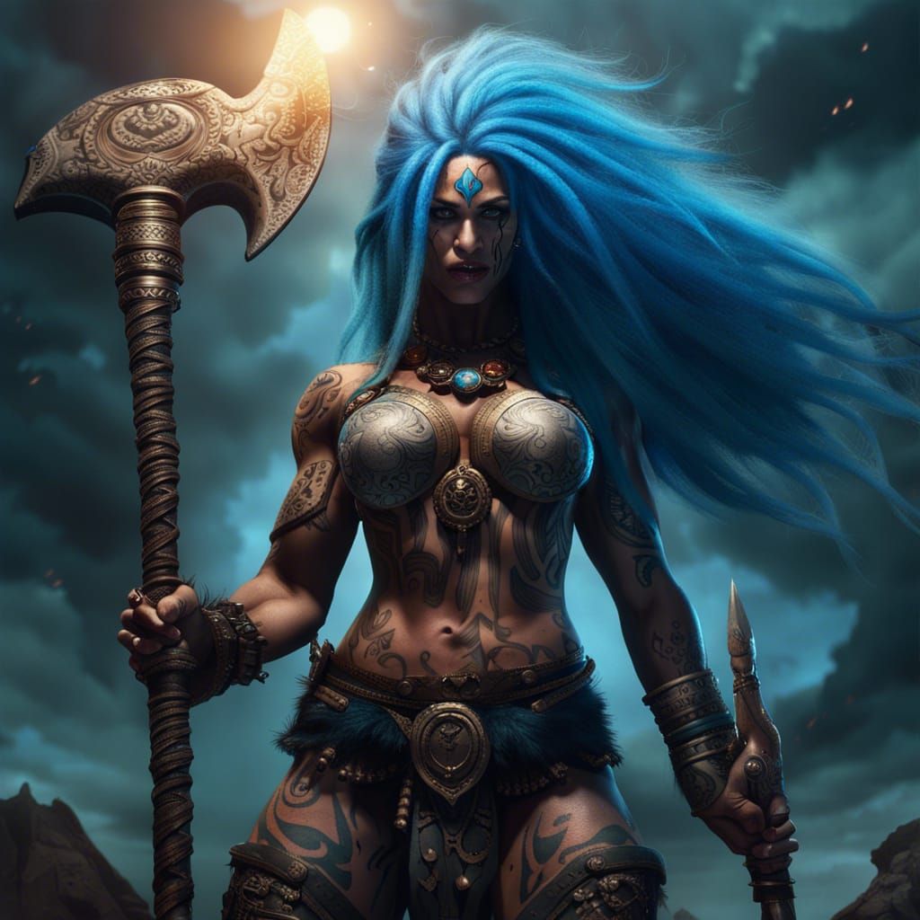Goliath Barbarian Goddess Kalika in Fantasy Concept Art