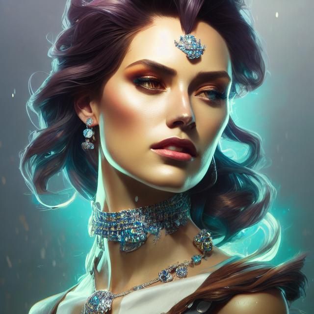Diamond Girl Portrait in Hyperdetailed Digital Art Style