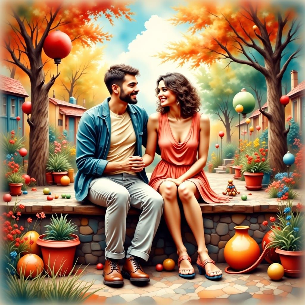 Whimsical Playground Scene in Digital Illustration Style