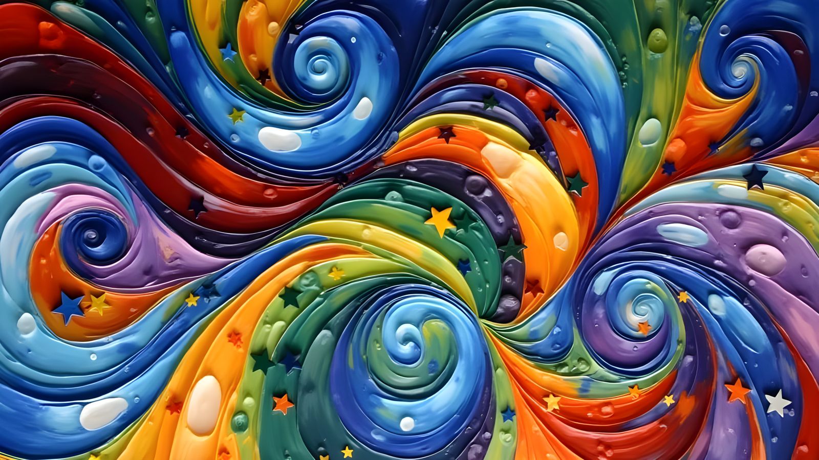 Vibrant Swirling Stars in Wet Impasto Oil Style