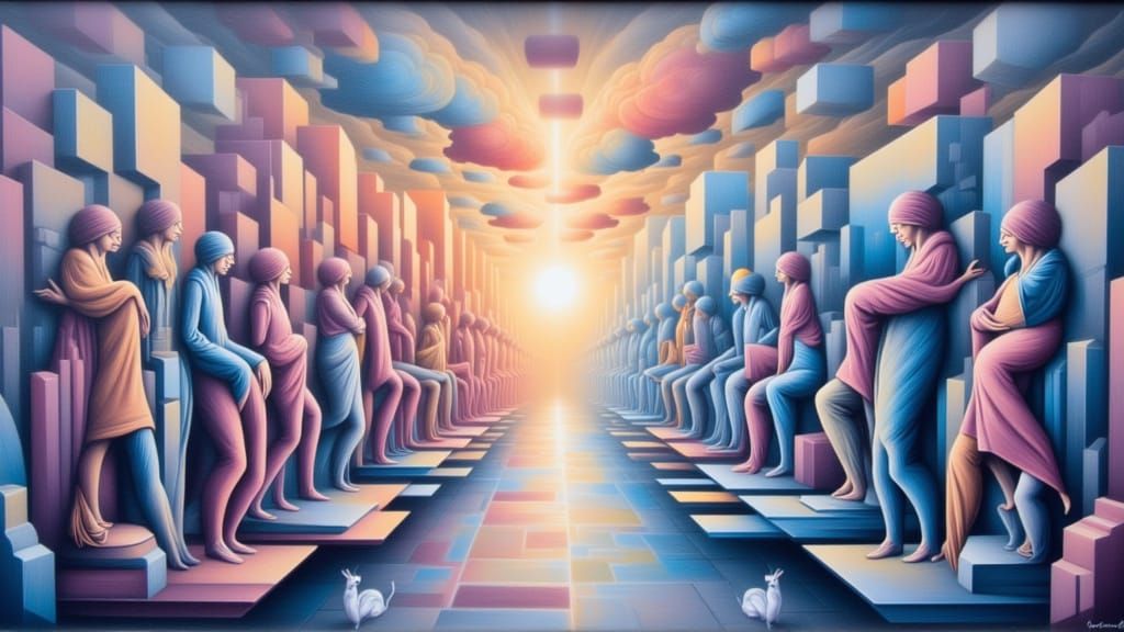 Surrealist Inner Geometry of Nannies in Pastel Hues