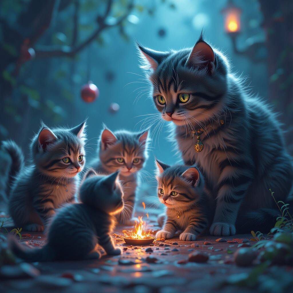 Mischievous Kittens on a Chaotic Mission Matte Painting