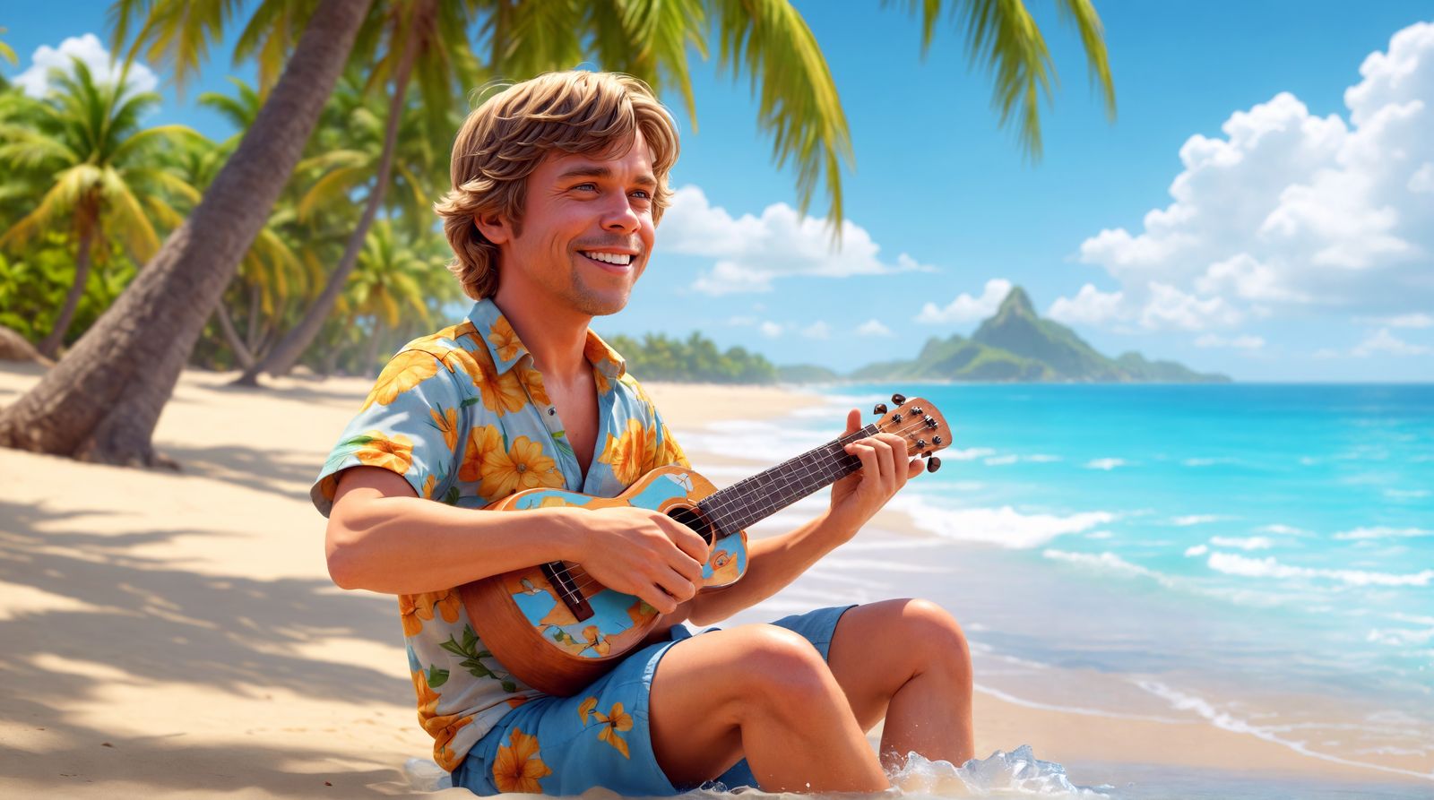 Galactic Ukulele Hero in a Tropical Paradise