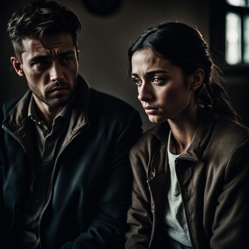 Unhappy Couple Discussing Divorce in Realistic Style