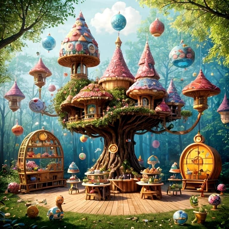 Whimsical Animal Bakery Inside a Giant Tree