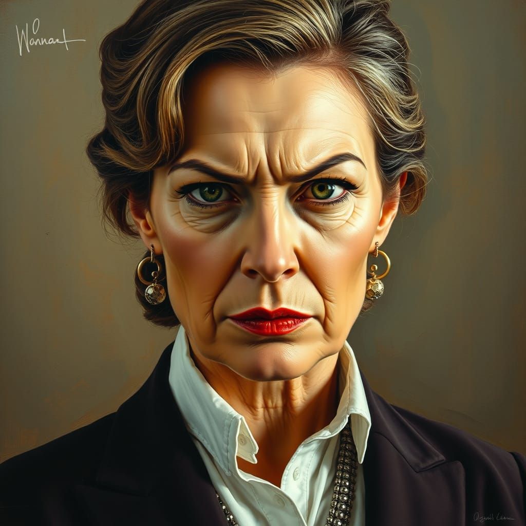 Fierce Mature Woman in Surrealist Style