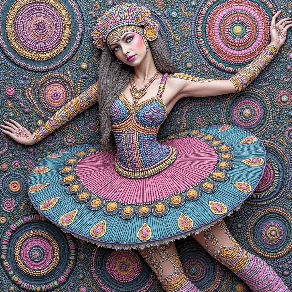 Surreal Ballerina in Motion, in a Futuristic Oil Painting St...