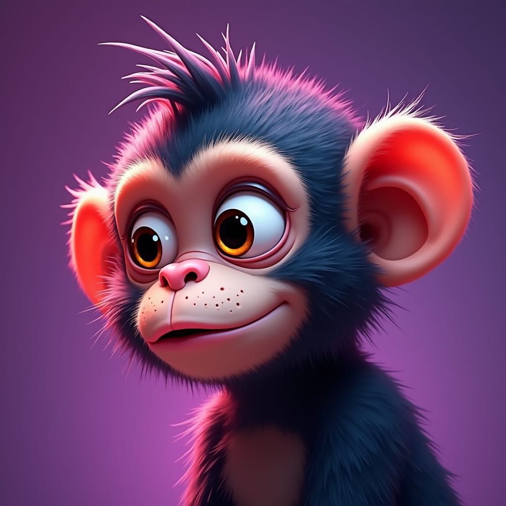 Cute Monkey Cartoon Profile Picture in Fantasy Style