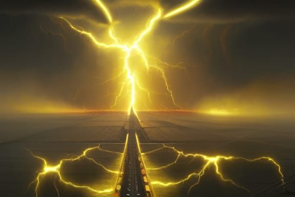 Electric Tornado with Sinister Platforms in Cornpunk Style