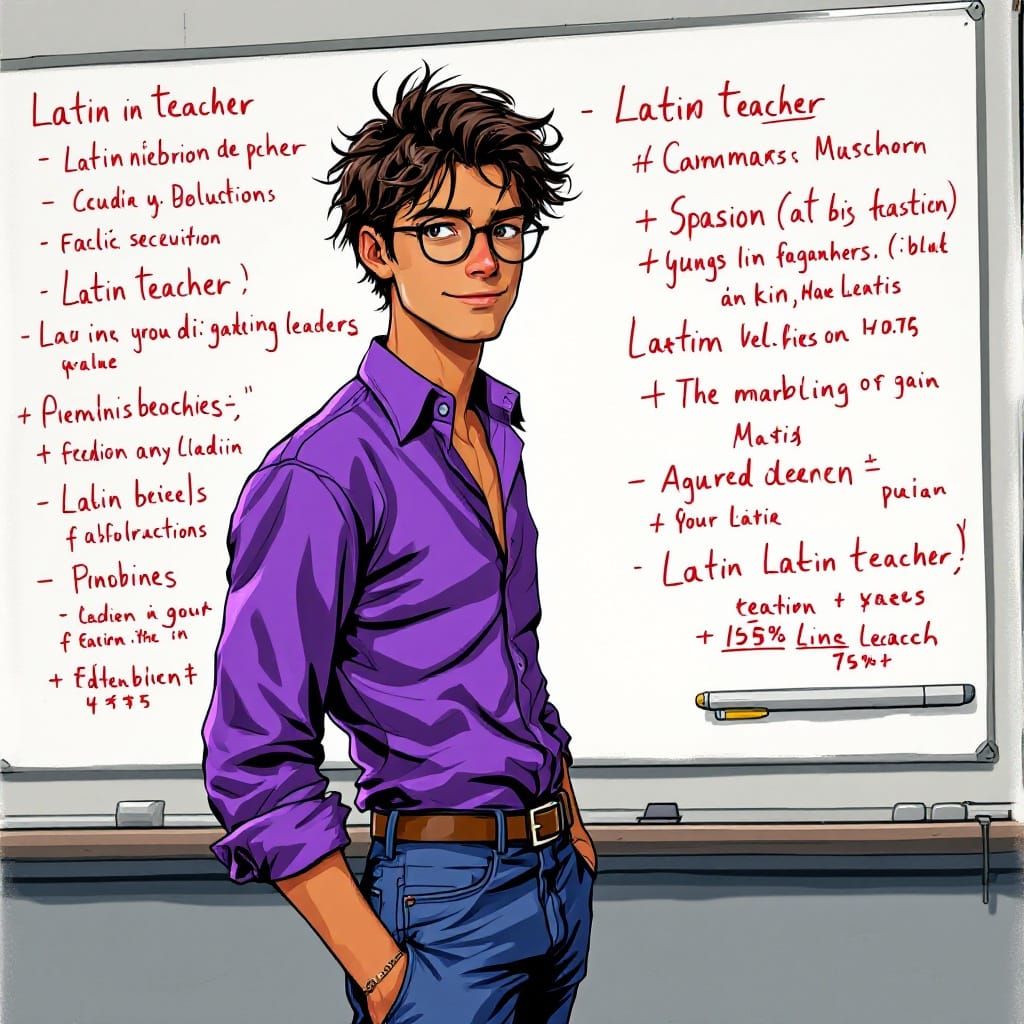 Charming Latin Teacher in Moebius Comic Style