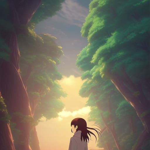 Ghibli-esque Forest Scene in Anime Style
