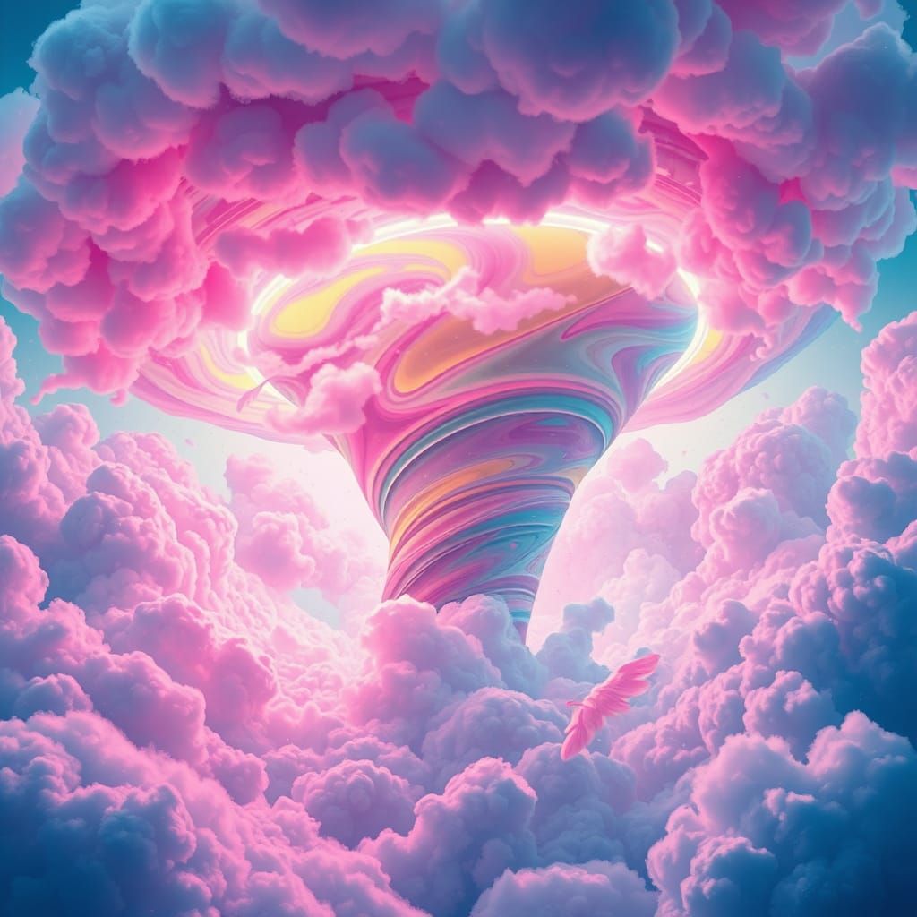 Rainbow Cotton Candy Tornado in Futuristic Style