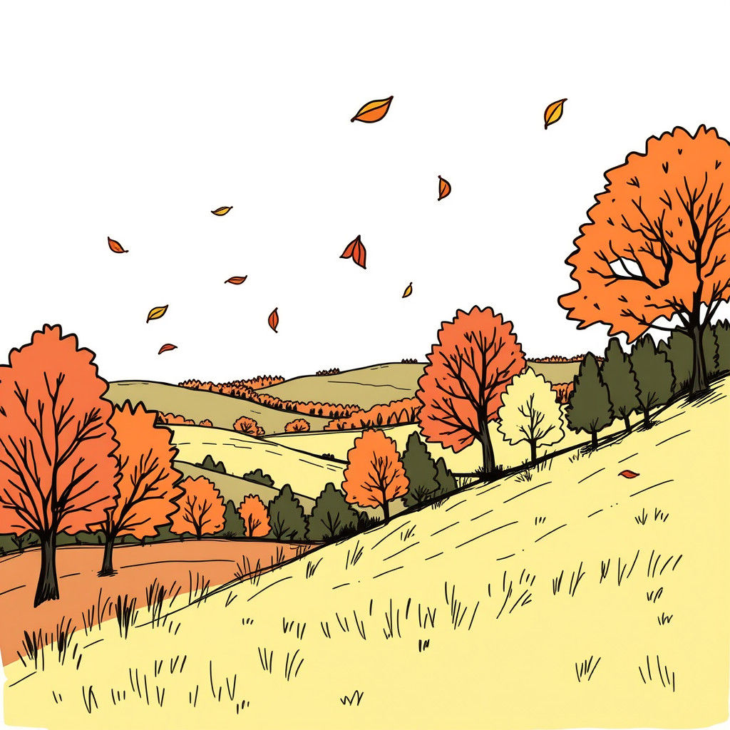 Autumn Countryside: Sketchy Doodle Landscape