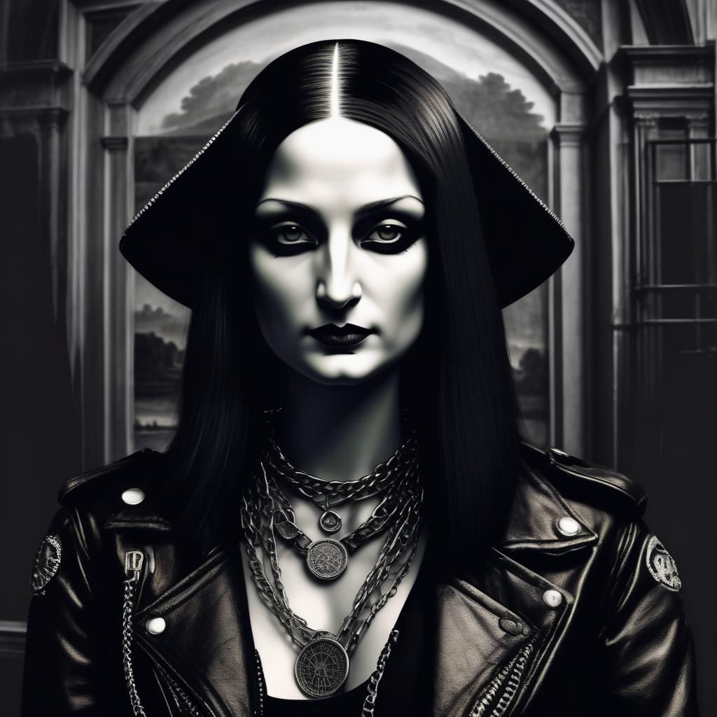 Gothic Punk Mona Lisa: Detailed Matte Painting
