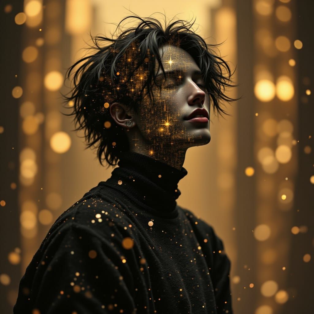 Victorian Noblewoman in Black Velvet Dress