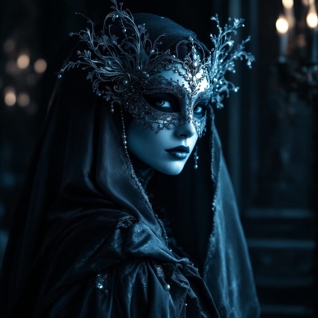 Mysterious Woman in Baroque Elegance