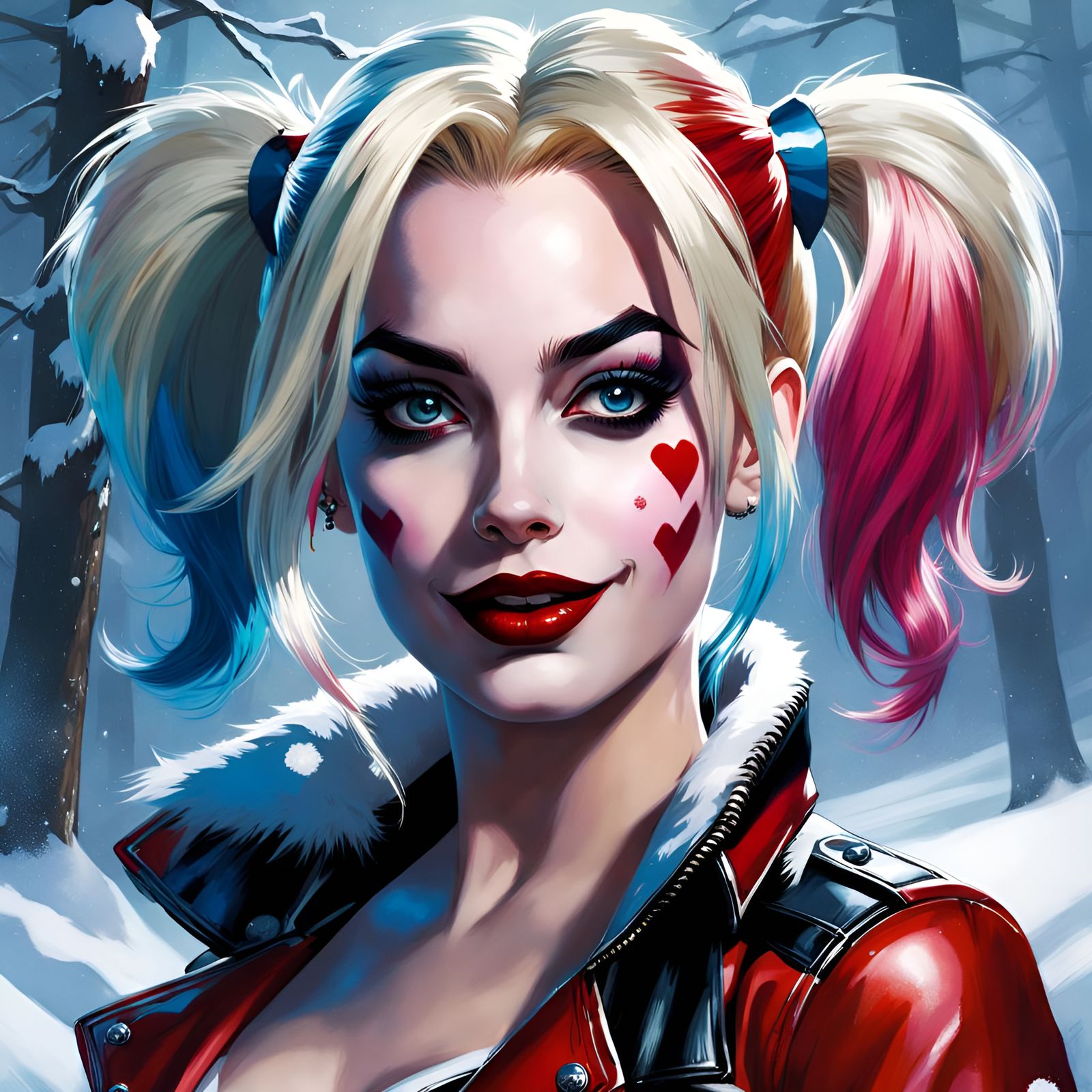 Winter Harley Quinn in Pin-Up Style