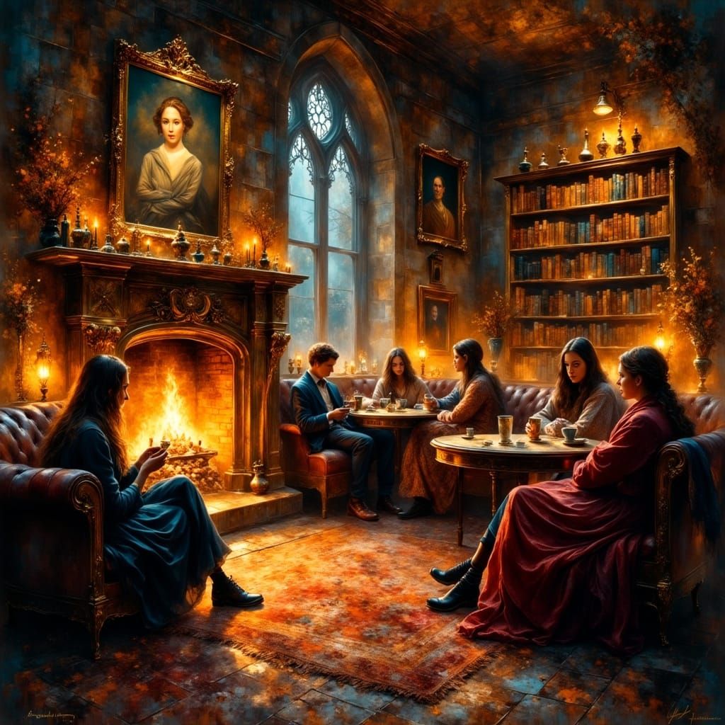 Magical Gryffindor Common Room Scene with Students