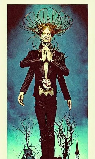 The Magician Tarot Card in Art Nouveau Style