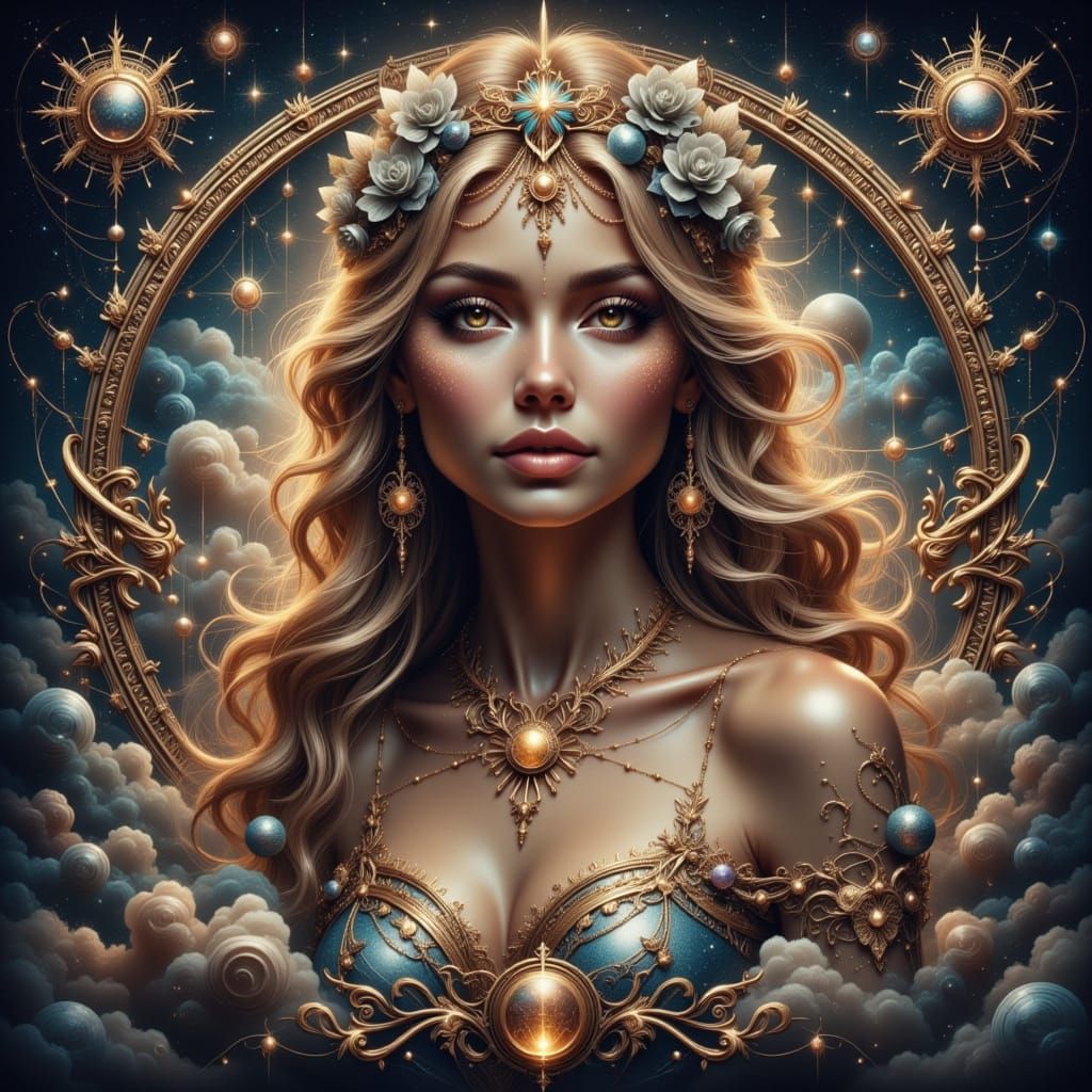 Celestial Goddess Portrait in Ultra-Realistic Digital Art