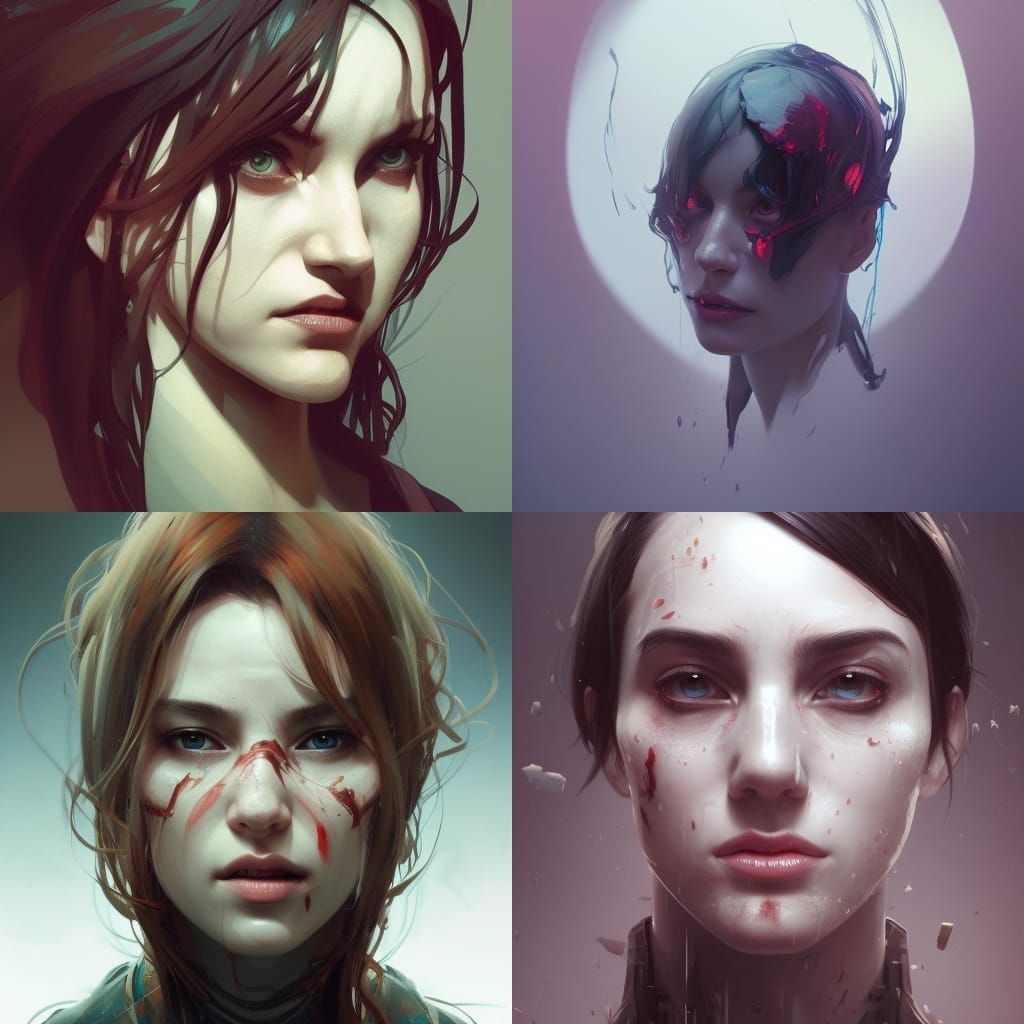 Intricate Psychopath Portrait in Art Nouveau Style