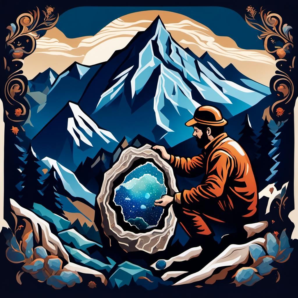 Miner Reveals Enchanting Geode Mountain Scene