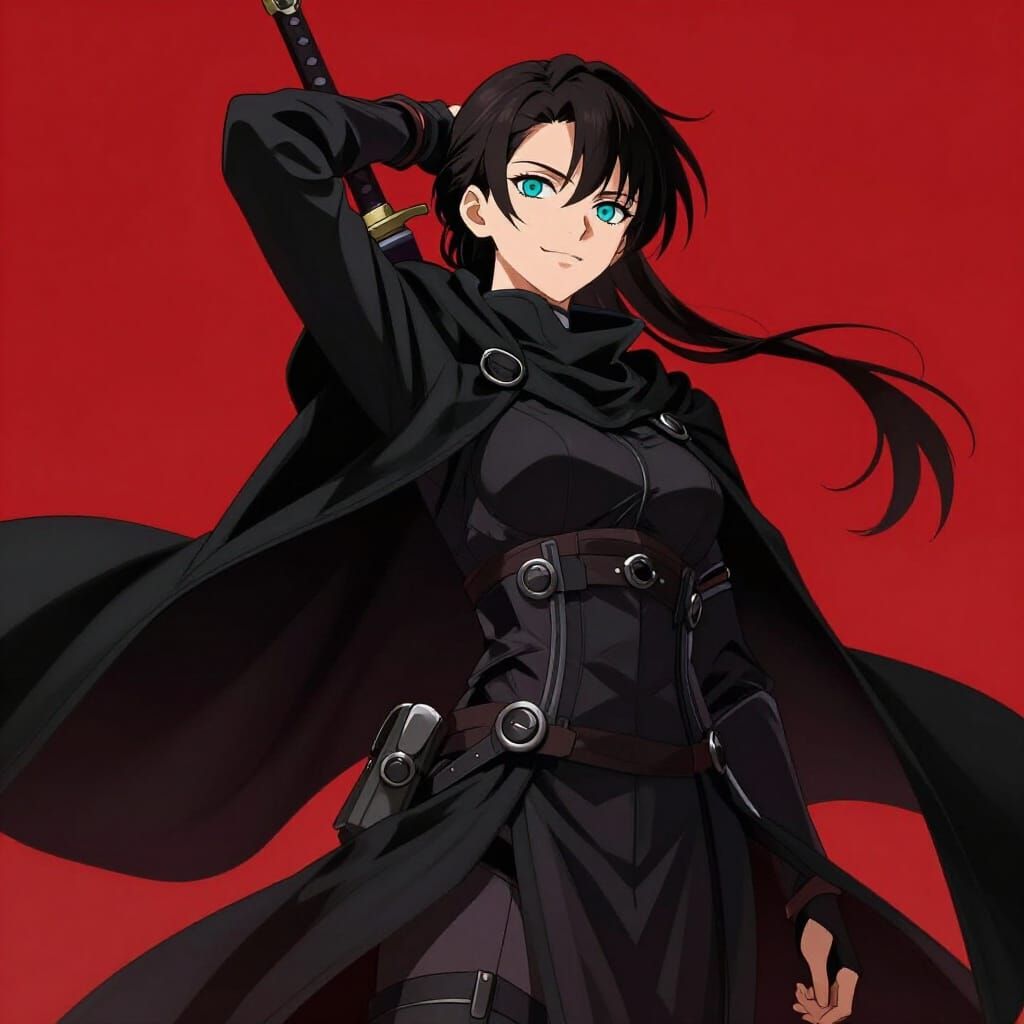 Mysterious Anime Warrior in Dark Fantasy Style