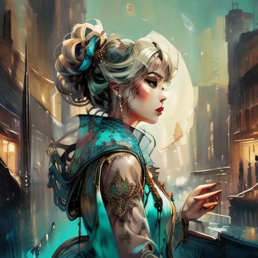 Hyperrealistic Portrait of Woman with Futuristic Jewelry