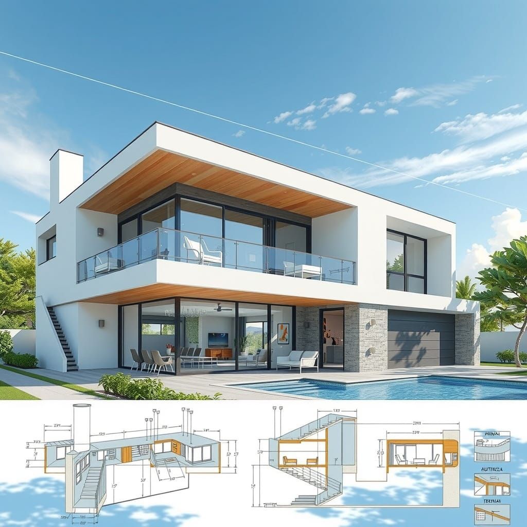 Modern Country House Architectural Rendering