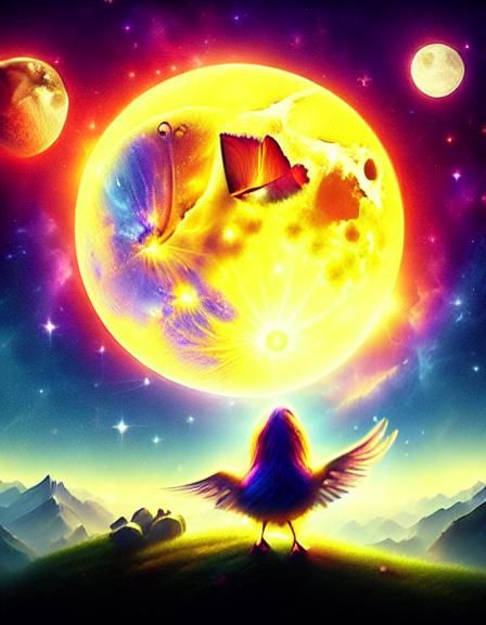 Child in Double Exposure Moonlit Landscape