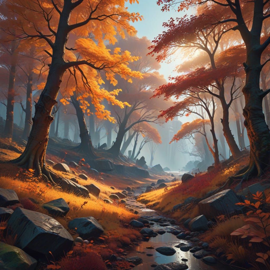 Golden Autumn Dreamscape in Cinematic Style