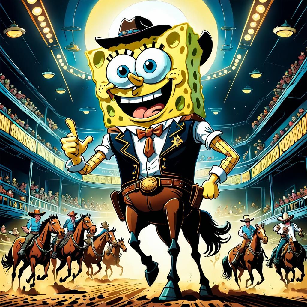 Art Deco Rodeo: SpongeBob as Cowboy