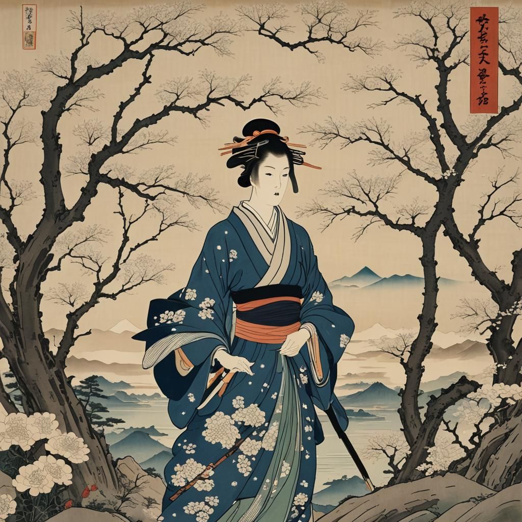 Classic Ukiyo-e Style Scene
