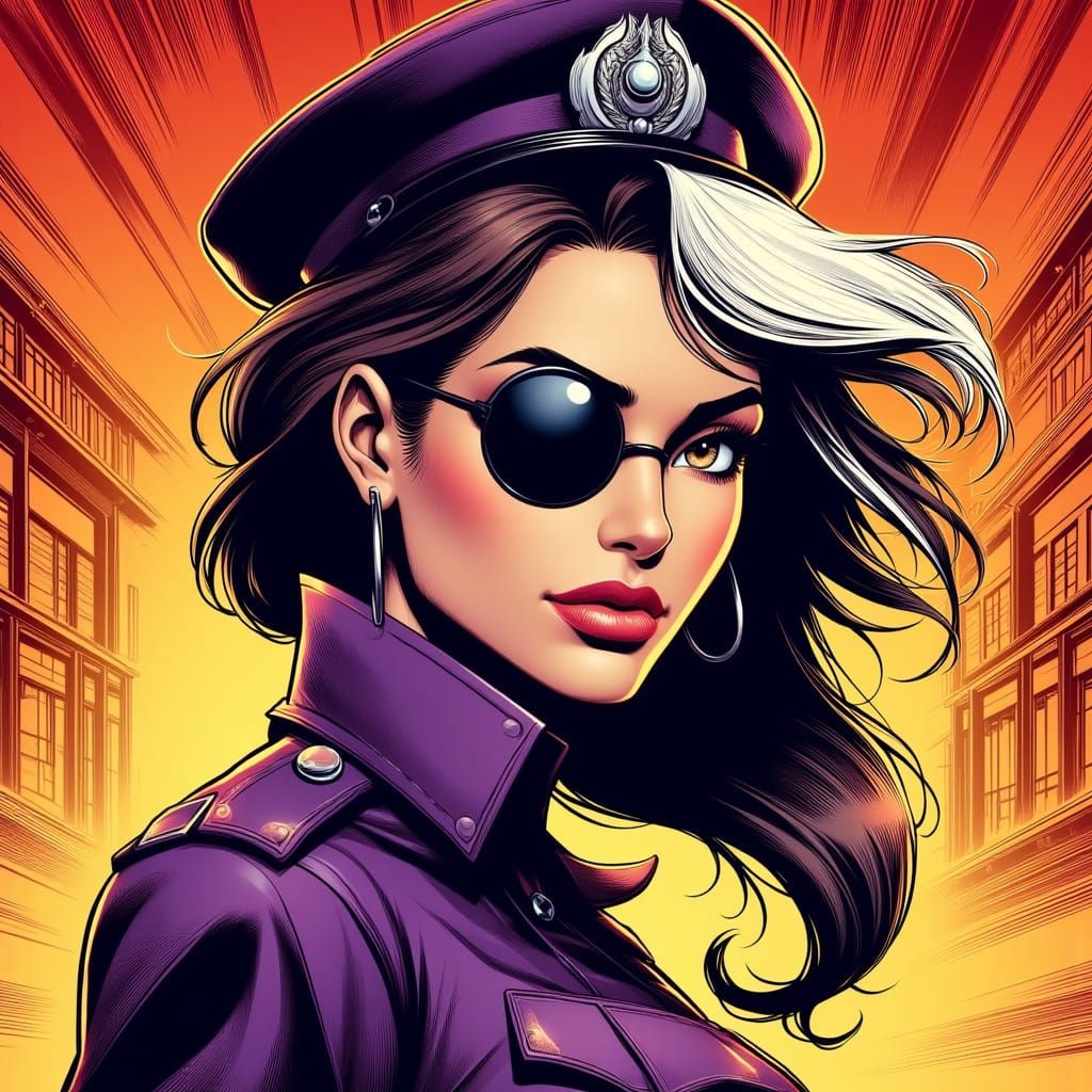 Sci-Fi Comic Book Illustration of Woman in Uniform